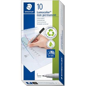 STAEDTLER 316 Lumocolor Pen Non-Permanent Fine 0.6mm Line Black Ref 316-9 [Pack 10]