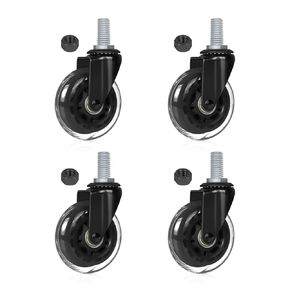 Hirate 4 Pack Swivel Wheels 3 Inch Heavy Duty Swivel Caster M10 x 0.75" Metric Threaded Stem Casters Wheels Replacement with Hex Lock Nuts