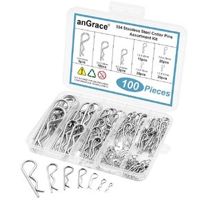 مجموعة متنوعة من 200 قطعة من دبابيس الشعر Cotter Pin R Clips، مجموعة متنوعة من دبابيس Cotter Pin من الفولاذ المقاوم للصدأ 304 و13 مقاسًا لأنظمة قفل دبوس الربط والشاحنات وإصلاح المحرك - تتضمن مشابك دبوس الشعر