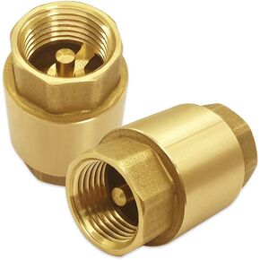 Hooshing 2PCS 3/4" NPT Female Check Valve One Way Backflow Preventer In-line Vertical Brass Check Valves