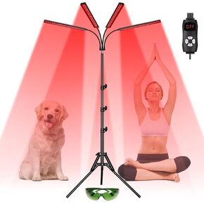 Red Light Therapy Lamp with 4 Heads, 3-in-1 Chip Infrared Light Therapy Device, Adjustable Stand, 660nm Red Light and 850nm Near Infrared Light for Face, Body, Pain,Skin, Home Use