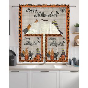Spring Summer Sunflower Gnomes Swag Kitchen Curtain Sets with Valance,3 Pieces Rod Pocket Curtain Drapes for Bedroom Bathroom Cafe Windows,Black White Buffalo Plaid Check 56''x36''&24''x27.5''x2Panels