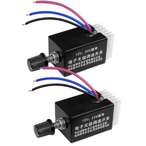 2Packs DC 12V 24V Motor Speed Control Switch Car Truck Fan Heater Control Defroster Universal Electronic Stepless Speed Regulator Switch