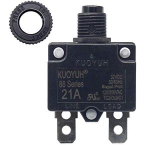 1pc KUOYUH 88 Series 125/250VAC 32VDC 50/60Hz Thermal Overload Circuit Breaker with Waterproof Dust Cap 3-30A (21A 1pc)