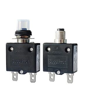 1pc KUOYUH 98 Series 125/250VAC 32VDC 50/60Hz Push Button Manual Reset Thermal Overload Circuit Breaker with Transparent Waterproof Dust Cap 3-70A (10A 1pc)