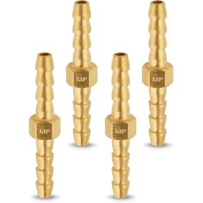 MAACFLOW Brass 1/8" Hose ID Barb Barbed Fitting Splicer Repair (Barb OD 0.16") (Pack of 4)