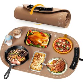 Food Warming Mat, Electric Warming Trays for Food Countertop Buffet, Food Warmers for Parties Food Heating Mat with 9 Temperature Setting & 7.2ft Cable & Foldable (White)