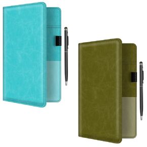 BVYA 2 Pcs Server Books for Waitress, 5x9 Inch Server Book with Zipper Pocket, Unique Printed Leather Server Wallet Organizer Fit Waitress Apron, Each Server Book Organizer With A Pen