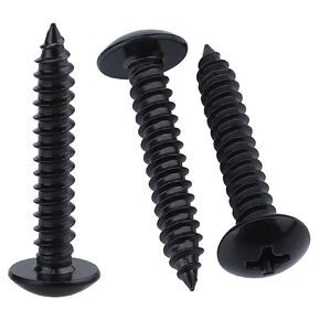 #6 x 1/2" (100 Pack) Stainless Steel Phillips Truss Head Wood Screws, Stainless Steel 304 (18-8), Truss Head Sheet Metal Screws Self Tapping Screws, Black Coated