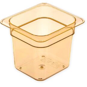 Carlisle FoodService Products Storplus High Heat Food Pan Steam Table Pan, Chafing Pan for Catering, Buffets, Restaurants, High Heat Plastic, 1/6 Size 6 Inches Deep, Amber, (Pack of 6)