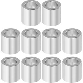 فواصل ألومنيوم PATIKIL M8، 10 قطع ألومنيوم فاصل معدني M8 X1/2"OD X1/2"L برغي فاصل ألومنيوم دائري لـ 5/16" أو M8 مسامير لولبية، فضي