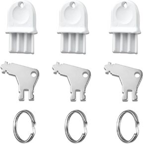 6pcs Paper Towel Dispenser Key, 2 Types Strong and Durable Toilet Paper Dispenser Key with 3pcs Key Rings, Universal Paper Towel Key