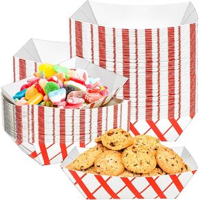 MotBach 90 Pack 2.5Lb Checkered Paper Food Boat Trays Disposable Paper Boats, Heavy-Duty Food Boats, Paper Food Serving Tray Boat Plate for Snack BBQ Hotdog Sandwich Burger Taco Fries Popcorn Nacho