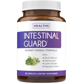 Intestinal Guard (Non-GMO) Maintain Intestinal Health - Potent Natural Formula with Wormwood, Black Walnut, Goldenseal, Pau D'Arco, Clove, Garlic, More - All In One Supplement -120 Capsules (No Pills)
