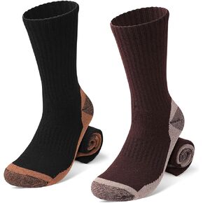 Wool Hiking Socks for Men - Mid weight Mens Crew Merino Wool Athletic Socks for Running Cycling Camping 7-13