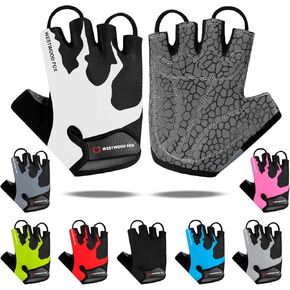 Cycling Gloves Half Finger Unisex Padded Grips Palm Bicycle Summer MTB Bike Gloves for Men Women Non-Slip Fingerless Short Mountain Bike Sports Hiking Climbing Gym