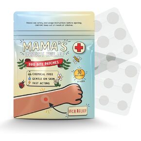 MAMA'S Insect Relief – All Natural, Easy Peel, Kid Itch Relief Patches for Bug Bites - Gentle on Skin, Fast Healing, Mosquito Anti-Itch Relief, Bug Stickers, Bug Bite Patches for Kids (30 Patches)
