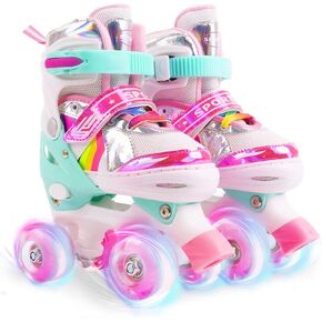 Roller Skates for Girls Boys and Kids, Adjustable Toddler Roller Skates with Light up Wheels,Full Protection for Children's Indoor and Outdoor Play