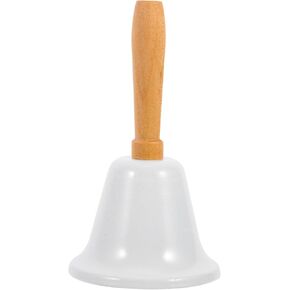 MAGICLULU Christmas Hand Bell 1Pcs Xmas Hand Call Bell Handbell with Wooden Handle Solid Loud Hand Bell for Christmas Dinner Calling Decor White Metal Handle Bell