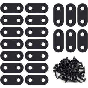 20 Pack Flat Straight Brace Flat Straight Bracket Stainless Steel Flat Plate Straight Brackets Repair Mending Bracket Plate for Wood Furniture Metal Mending Joining Plates with Screws (Black)