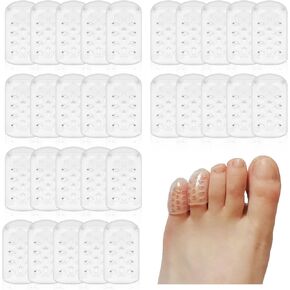 30PCS Silicone Anti-Friction Toe Protectors for Women Men, Soft Clear Silicone Toe Protectors Caps & Toe Sleeves for Corns for Runners, Gel-Toe Caps for Ingrown Toenails, Blisters, and Pain Relief
