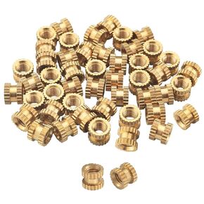 50PCS Embedded Copper Nut Cylinder 3D Printed Brass Nut Internal Thread Knurled Embedded Brass Nut M3 x 4mm Length x 5mm Outer Diameter Double Helical Melting Screw Cap for Appliance Housings