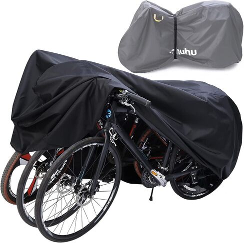 Bike Cover for 2 or 3 Bikes, Ohuhu 210D Waterproof Bicycle Covers Outdoor Storage Heavy Duty Wind Rain UV Dust Proof Bikes Outdoors Storing with Lock Hole for Mountain Road Bike in Saudi Arabia