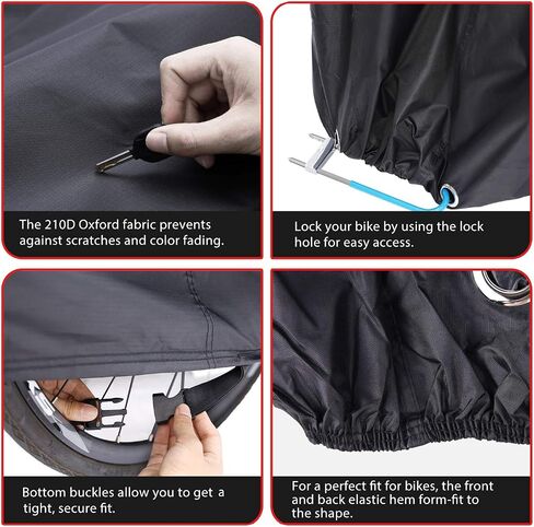 Bike Cover for 2 or 3 Bikes, Ohuhu 210D Waterproof Bicycle Covers Outdoor Storage Heavy Duty Wind Rain UV Dust Proof Bikes Outdoors Storing with Lock Hole for Mountain Road Bike in Saudi Arabia