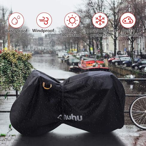 Bike Cover for 2 or 3 Bikes, Ohuhu 210D Waterproof Bicycle Covers Outdoor Storage Heavy Duty Wind Rain UV Dust Proof Bikes Outdoors Storing with Lock Hole for Mountain Road Bike in Saudi Arabia