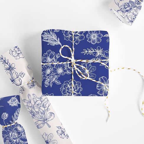 JarThenaAMCS 8 Sheet Ocean Wrapping Paper -Not Roll- White Blue Seashell Gift Wrap Paper Folded Flat Under the Sea Art Paper for Summer DIY Crafts Gift Wrapping in Kuwait