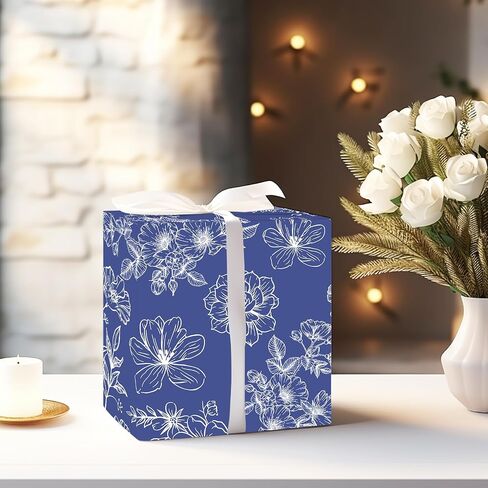 JarThenaAMCS 8 Sheet Ocean Wrapping Paper -Not Roll- White Blue Seashell Gift Wrap Paper Folded Flat Under the Sea Art Paper for Summer DIY Crafts Gift Wrapping in Kuwait