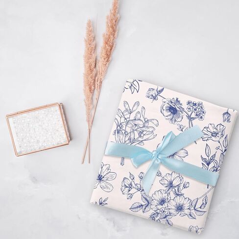 JarThenaAMCS 8 Sheet Ocean Wrapping Paper -Not Roll- White Blue Seashell Gift Wrap Paper Folded Flat Under the Sea Art Paper for Summer DIY Crafts Gift Wrapping in Kuwait