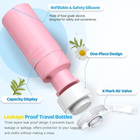 Travel Bottles for Toiletries, 3oz (4 Pack) Travel Size Containers BPA Free Leak Proof Squeezable Silicone Travel Size Containers for Cosmetic Shampoo and Lotion, Travel Essentials for Women in Saudi Arabia