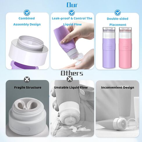 Travel Bottles for Toiletries, 3oz (4 Pack) Travel Size Containers BPA Free Leak Proof Squeezable Silicone Travel Size Containers for Cosmetic Shampoo and Lotion, Travel Essentials for Women in Saudi Arabia