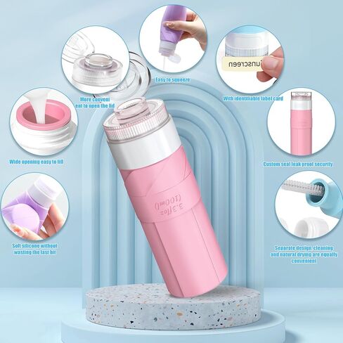 Travel Bottles for Toiletries, 3oz (4 Pack) Travel Size Containers BPA Free Leak Proof Squeezable Silicone Travel Size Containers for Cosmetic Shampoo and Lotion, Travel Essentials for Women in Saudi Arabia