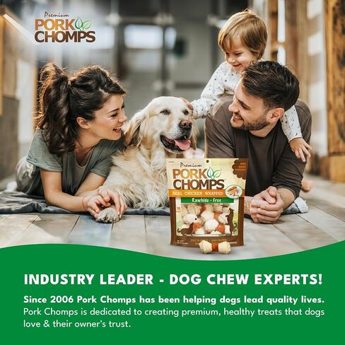 Pork Chomps Baked Pork Skin Dog Chews, 2.5-inch Mini Knots, Bacon Flavor Strip, 12 Count in Saudi Arabia