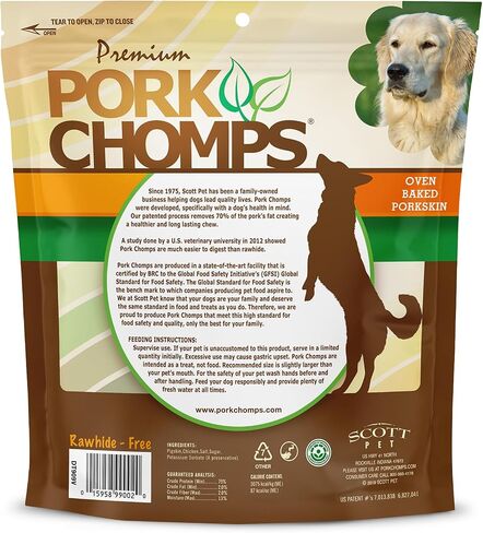 Pork Chomps Baked Pork Skin Dog Chews, 2.5-inch Mini Knots, Bacon Flavor Strip, 12 Count in Saudi Arabia