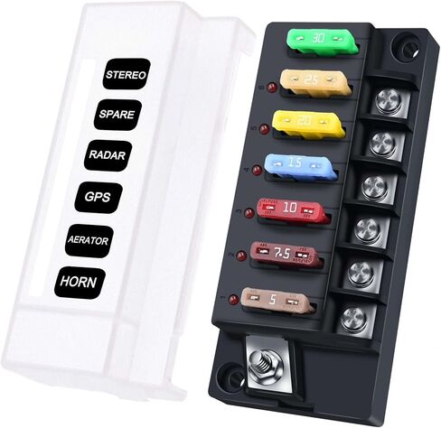 12V Fuse Block, 4 Circuits Waterproof Marine Fuse Panel Relay Box Kit with LED Indicator Damp-Proof Cover, 12 Volt Fuse Box Kit ATO Blade Fuse Block for 12V/24V Automotive Car RV Truck Boat in Saudi Arabia