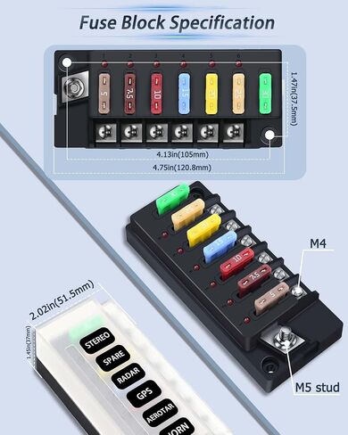 12V Fuse Block, 4 Circuits Waterproof Marine Fuse Panel Relay Box Kit with LED Indicator Damp-Proof Cover, 12 Volt Fuse Box Kit ATO Blade Fuse Block for 12V/24V Automotive Car RV Truck Boat in Saudi Arabia