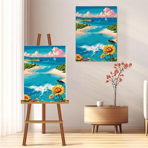 مجموعة الطلاء بالأرقام من DOMROM للبالغين مع إطار - نسر، حيوانات، طلاء سهل بالأرقام، طيور، قماش مؤطر، صناعة يدوية من الأكريليك للفنون والحرف اليدوية للبالغين لديكور المنزل (12 × 16 بوصة) in Kuwait