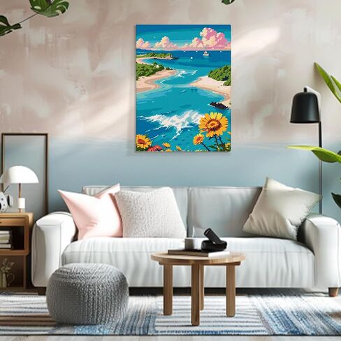 مجموعة الطلاء بالأرقام من DOMROM للبالغين مع إطار - نسر، حيوانات، طلاء سهل بالأرقام، طيور، قماش مؤطر، صناعة يدوية من الأكريليك للفنون والحرف اليدوية للبالغين لديكور المنزل (12 × 16 بوصة) in Kuwait