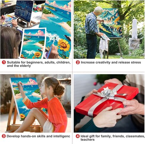 مجموعة الطلاء بالأرقام من DOMROM للبالغين مع إطار - نسر، حيوانات، طلاء سهل بالأرقام، طيور، قماش مؤطر، صناعة يدوية من الأكريليك للفنون والحرف اليدوية للبالغين لديكور المنزل (12 × 16 بوصة) in Kuwait