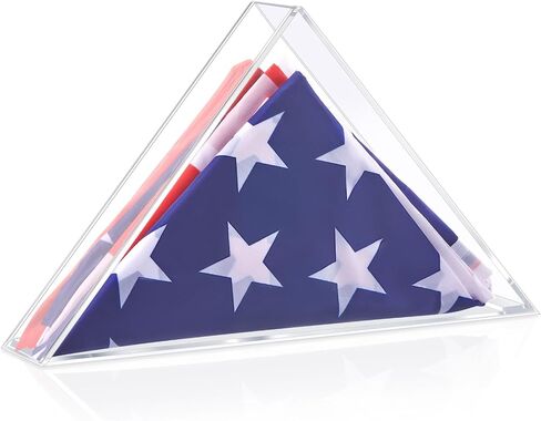 Flag Display Case for 3' x 5' American Veteran Flag, Military, Burial, Acrylic Memorial Flag Display Case Box, Triangle Flag Holder Display for Table or Wall Mounted in Saudi Arabia