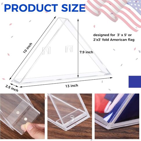 Flag Display Case for 3' x 5' American Veteran Flag, Military, Burial, Acrylic Memorial Flag Display Case Box, Triangle Flag Holder Display for Table or Wall Mounted in Saudi Arabia