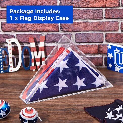 Flag Display Case for 3' x 5' American Veteran Flag, Military, Burial, Acrylic Memorial Flag Display Case Box, Triangle Flag Holder Display for Table or Wall Mounted in Saudi Arabia