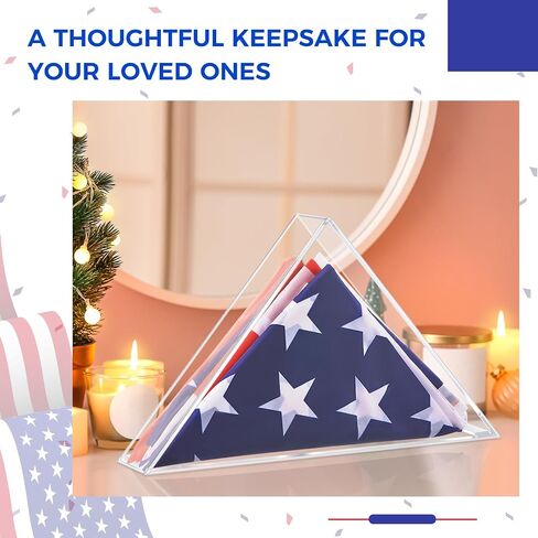 Flag Display Case for 3' x 5' American Veteran Flag, Military, Burial, Acrylic Memorial Flag Display Case Box, Triangle Flag Holder Display for Table or Wall Mounted in Saudi Arabia