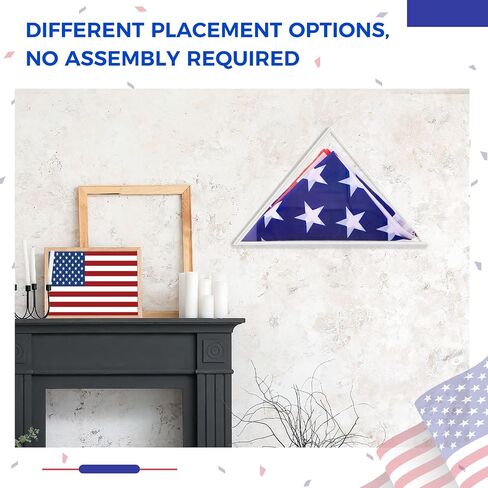 Flag Display Case for 3' x 5' American Veteran Flag, Military, Burial, Acrylic Memorial Flag Display Case Box, Triangle Flag Holder Display for Table or Wall Mounted in Saudi Arabia