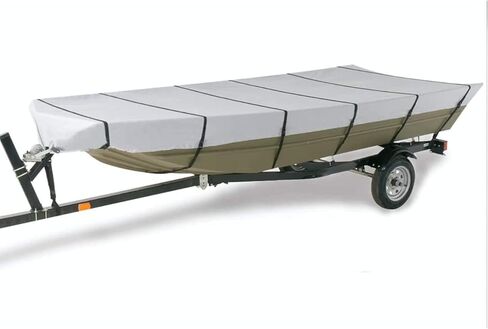 GOODSMANN Jon Boat Covers Waterproof Heavy Duty Marine Grade UV Resistant Trailerable Boat Cover with Adjustable Straps Gray Fits 16ft Length Beam Width to 75'' for Jon Boat in Kuwait