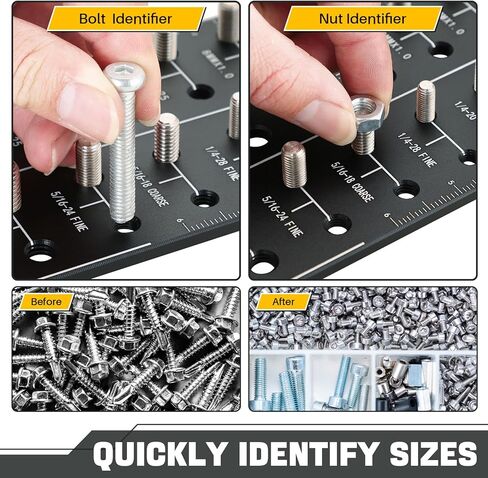 مدقق خيط صامولة ومسمار DASBET 28 مدقق خيط، حجم الخيط مدقق حجم الترباس ومقياس الخيط مع 14 مقياس قياسي و14 متري ومعرف صامولة مع مسطرة بوصة وسنتيمتر، أسود in Kuwait