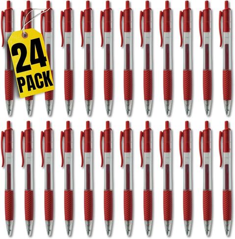 1InTheOffice Retractable Gel Pens, Rollerball, Medium Point 0.7mm, Red Ink, 12 Pack in Saudi Arabia